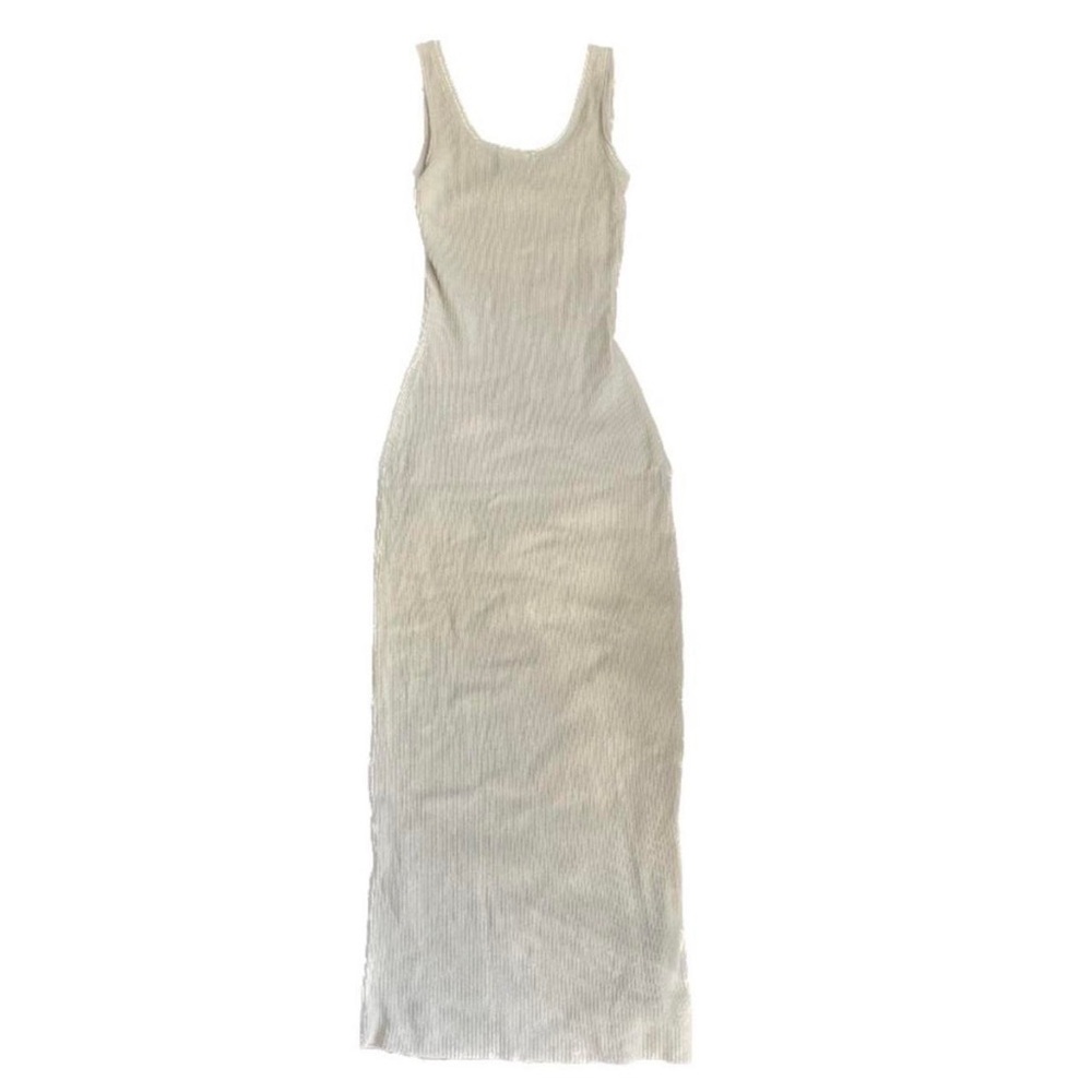& other stories ribbed knit midi dress in ivory